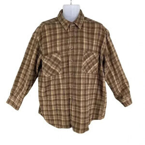 Vintage St Johns Bay Mens XL Brown Plaid Shirt Long Sleeve Shacket Garndpacore